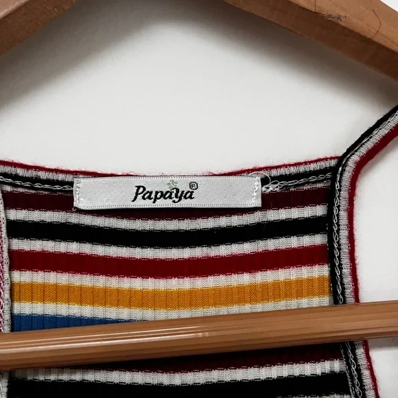 Papaya Women’s Colorful Striped Halter Dress Size Large - Picture 3 of 6